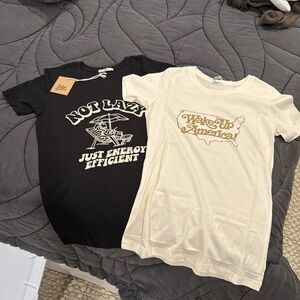 THE BEE & THE FOX. Off white and soft black. Small. Short sleeve tees. NWT.